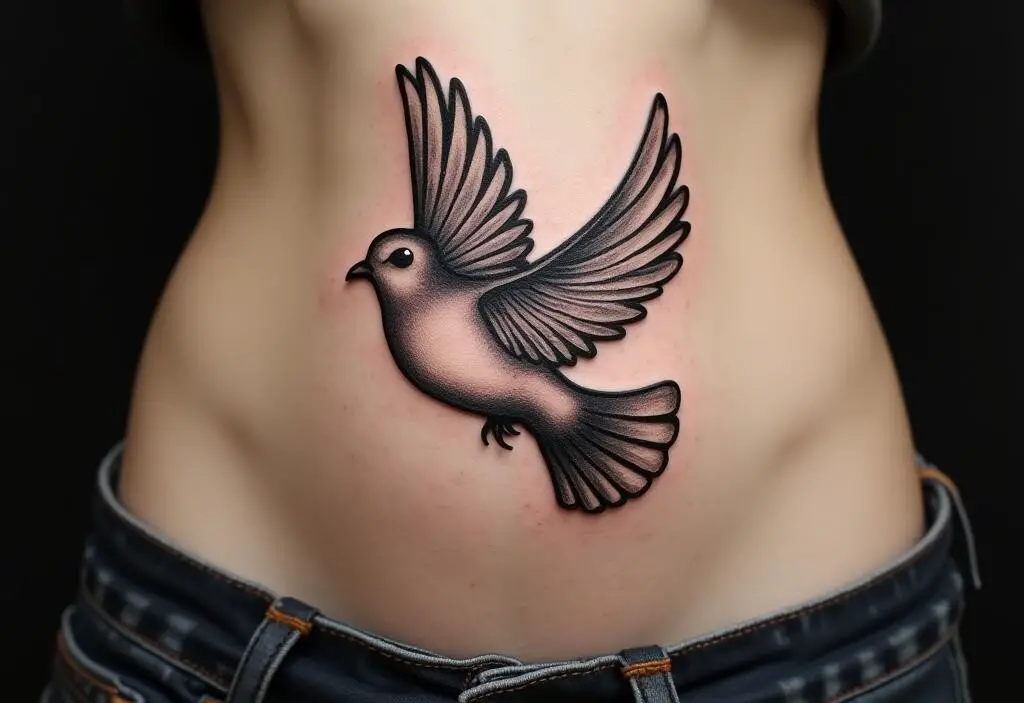 Dove Tattoo On Belly 1