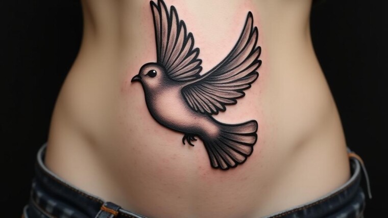 Dove Tattoo On Belly 1