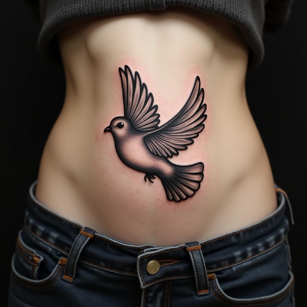 Dove Tattoo On Belly 1