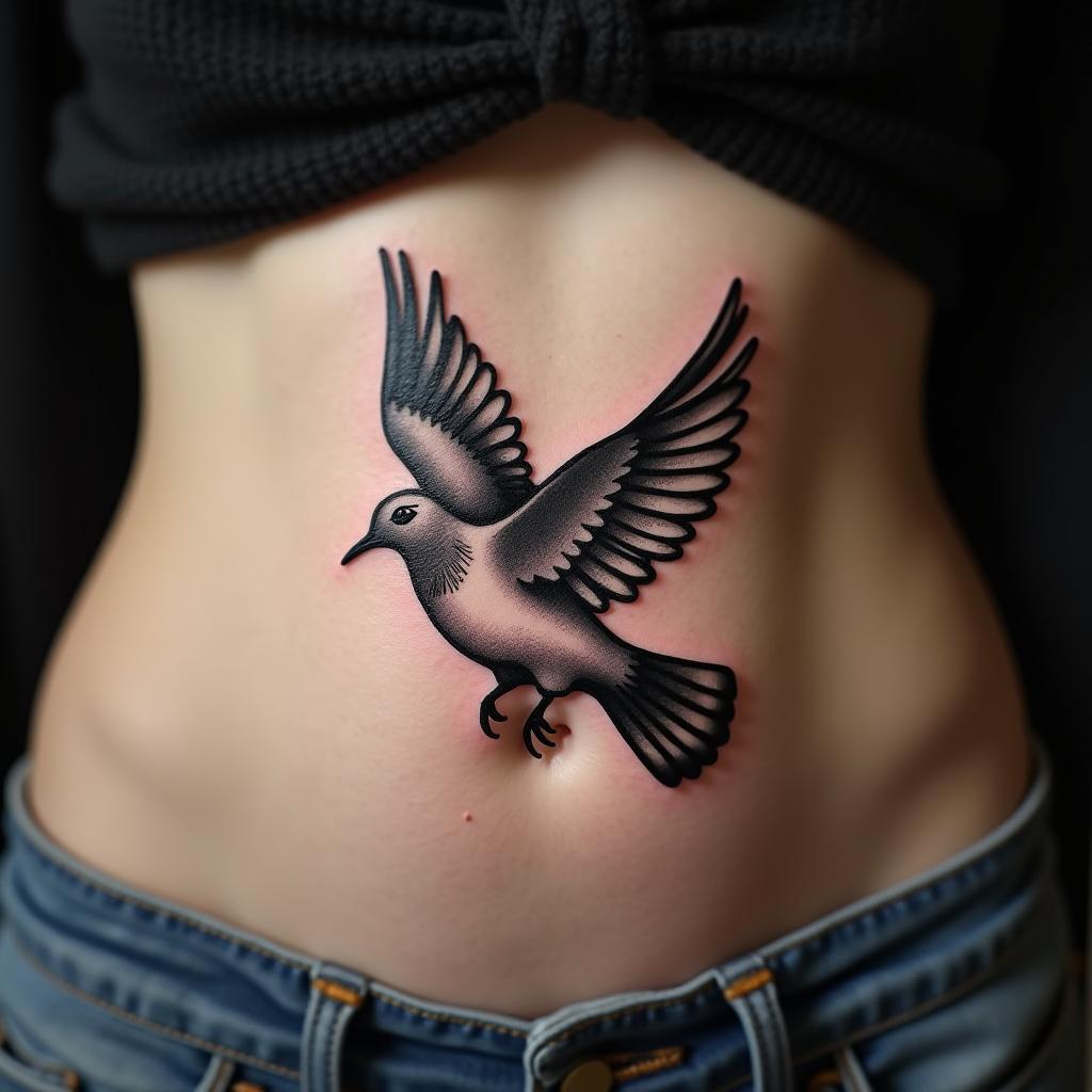 Dove Tattoo On Belly 10