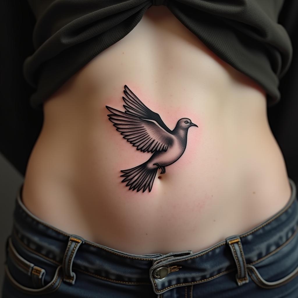 Dove Tattoo On Belly 11