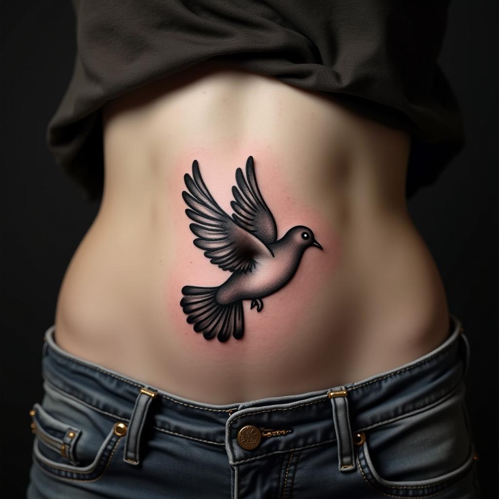 Dove Tattoo On Belly 12