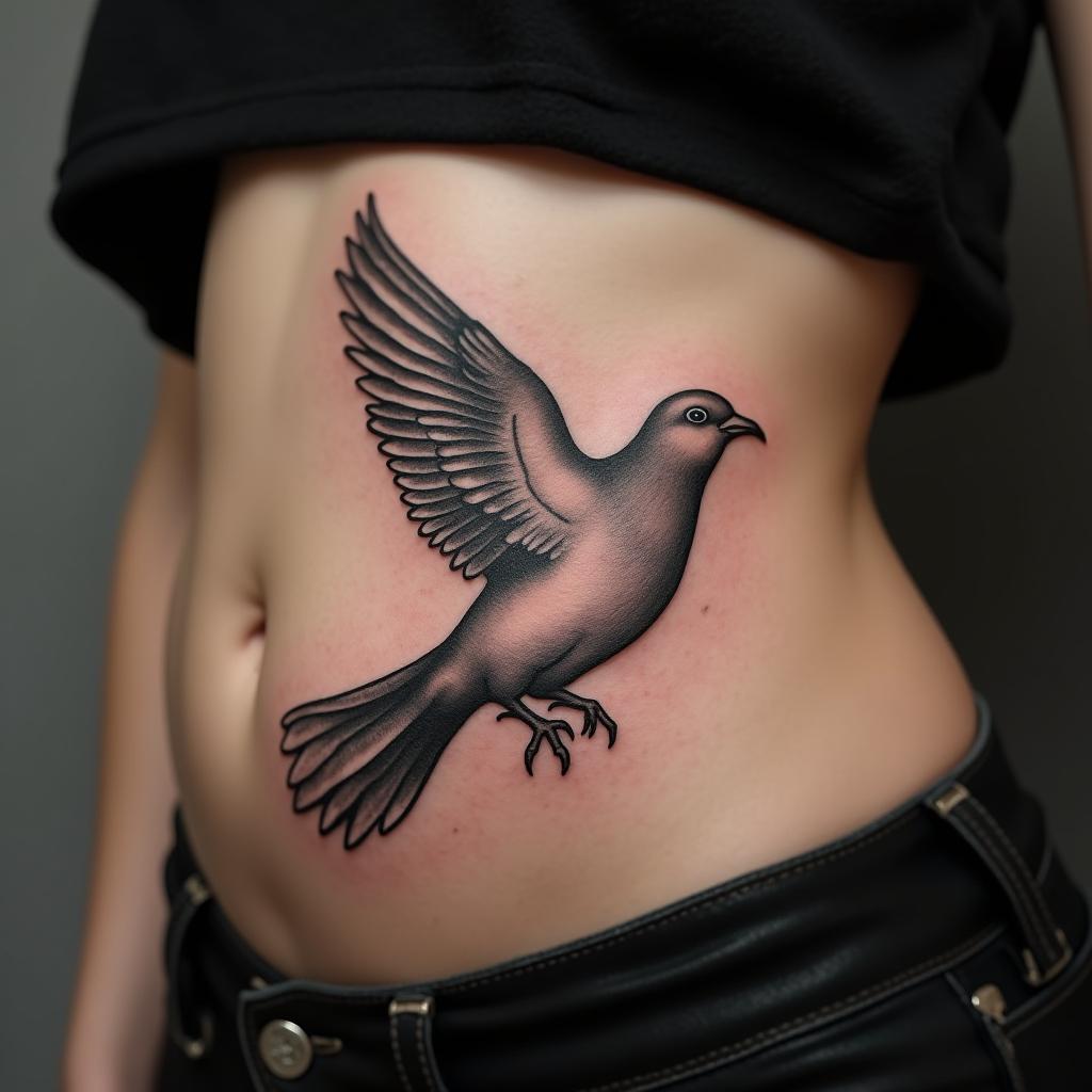 Dove Tattoo On Belly 14