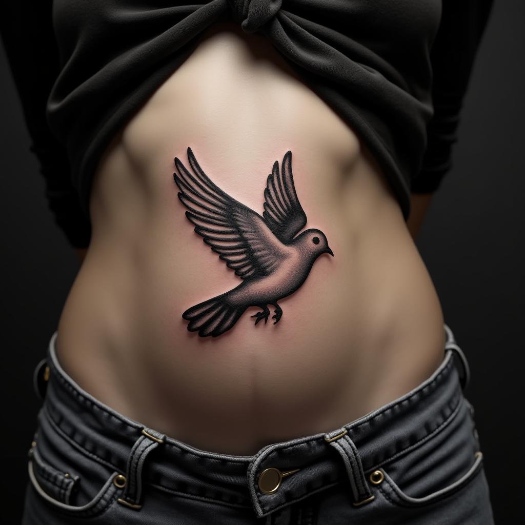 Dove Tattoo On Belly 15