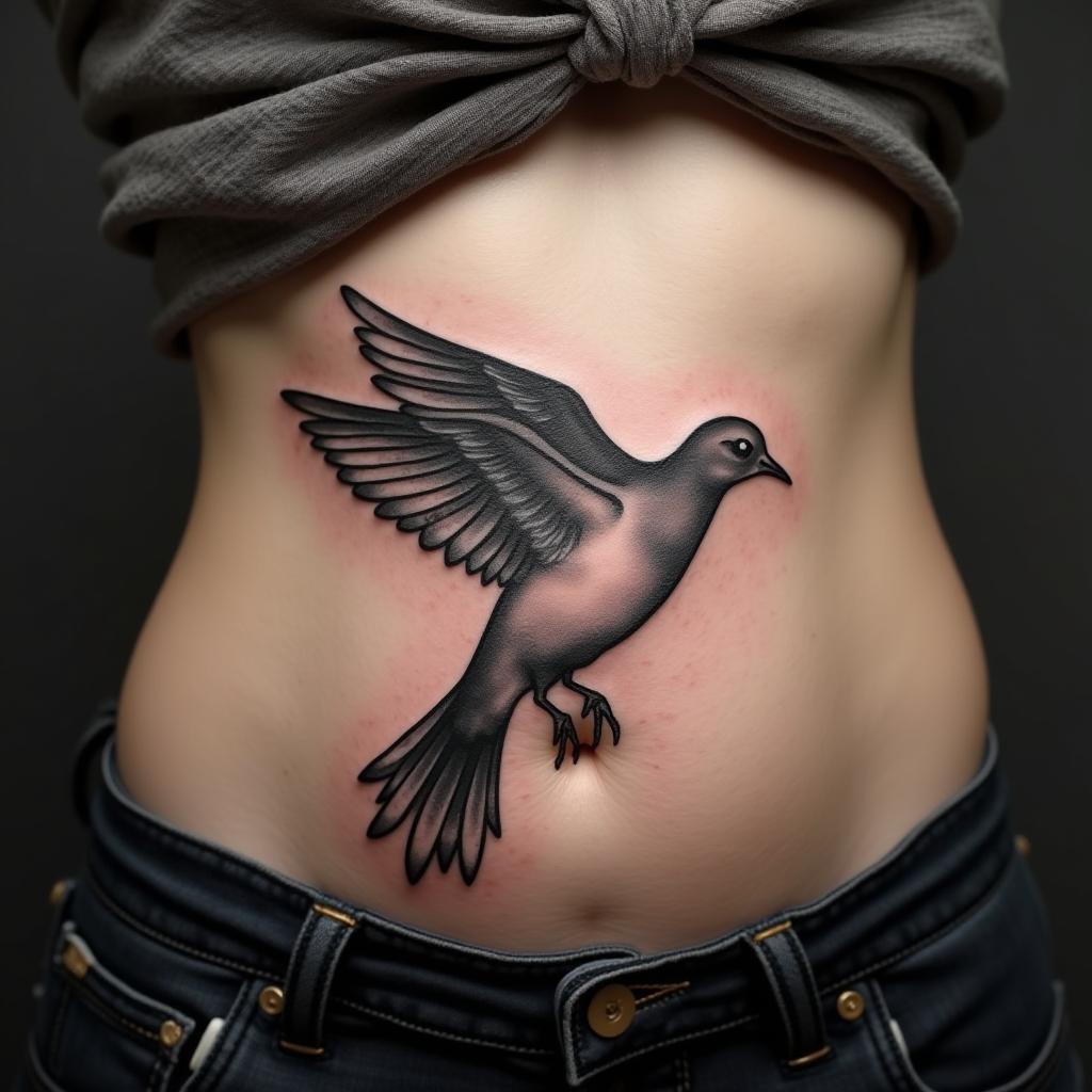 Dove Tattoo On Belly 2