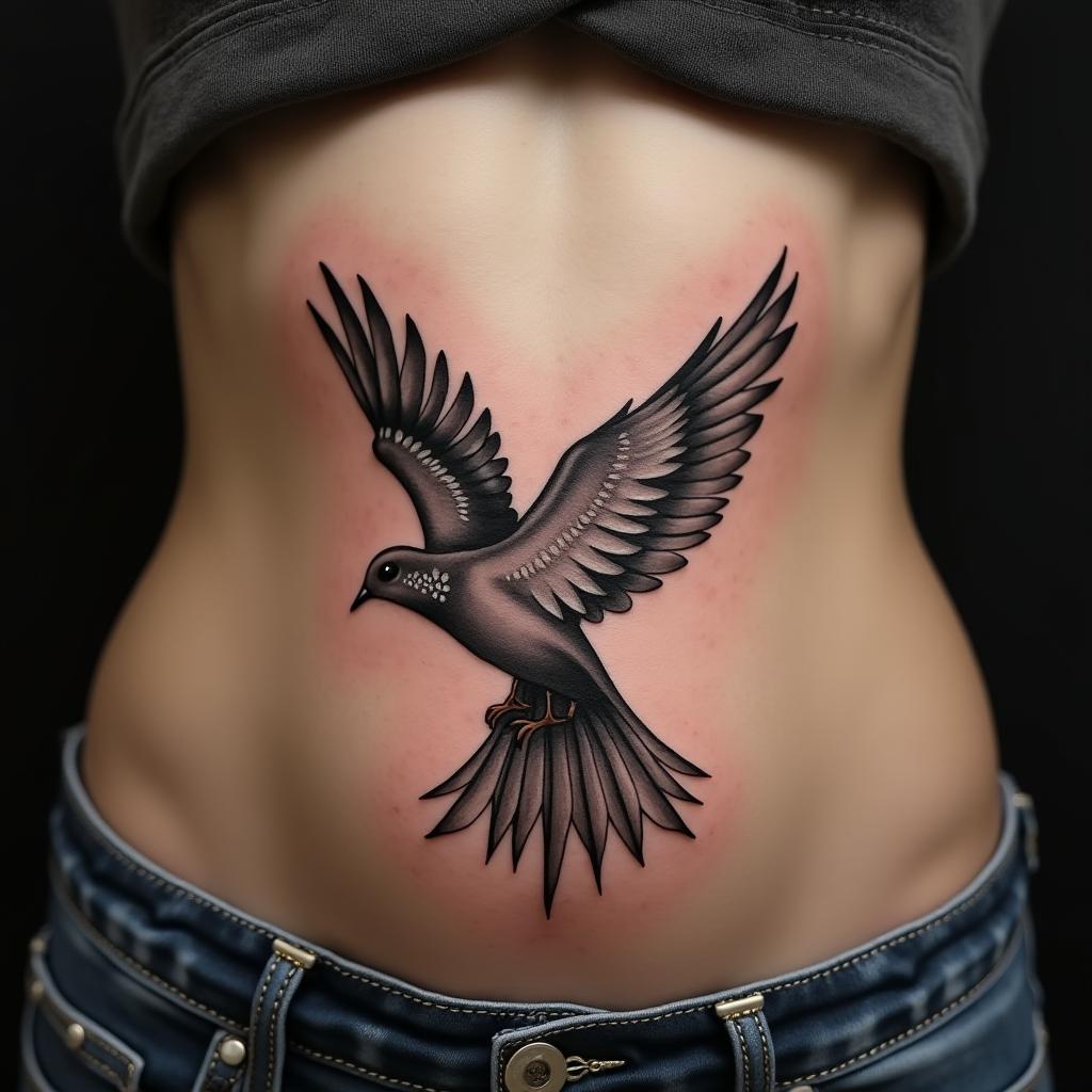 Dove Tattoo On Belly 3