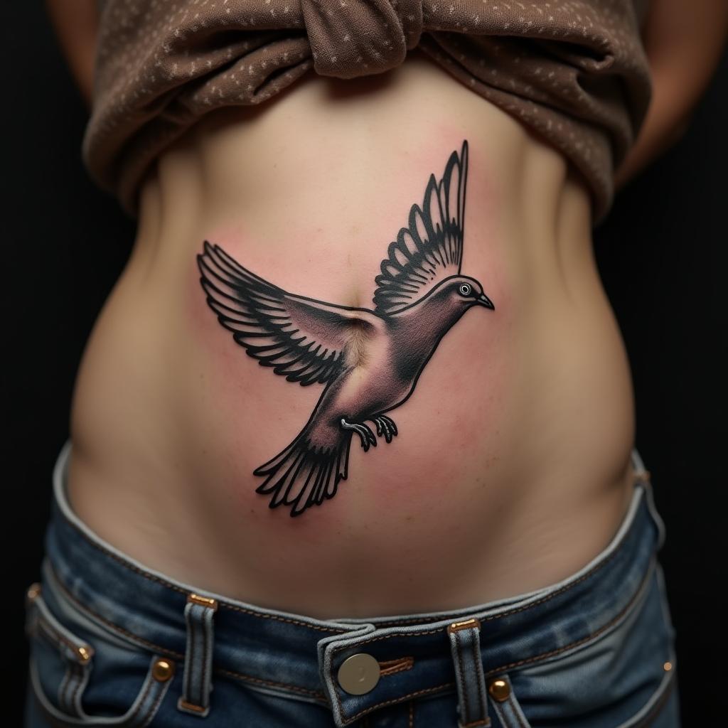 Dove Tattoo On Belly 4