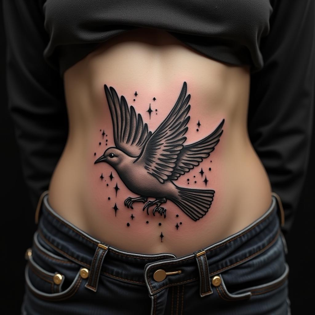 Dove Tattoo On Belly 5