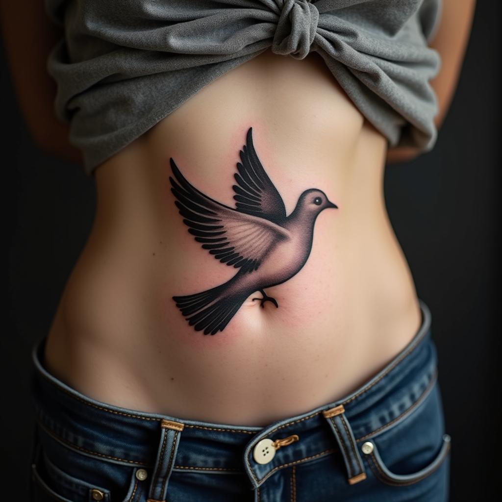 Dove Tattoo On Belly 6