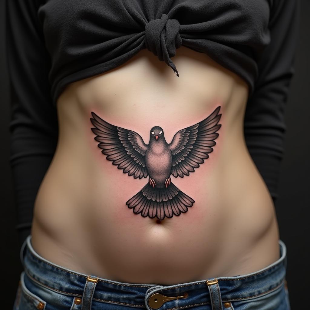 Dove Tattoo On Belly 7