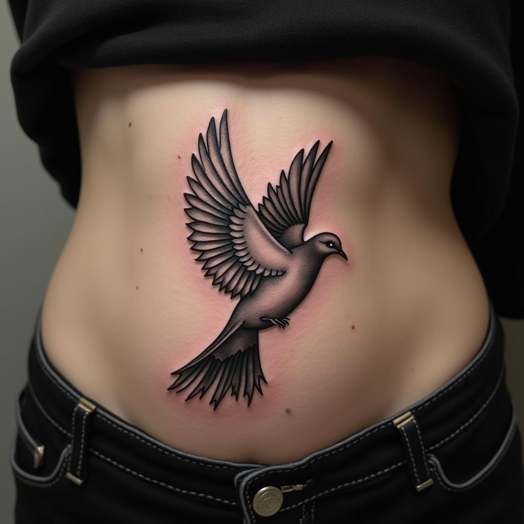 Dove Tattoo On Belly 8