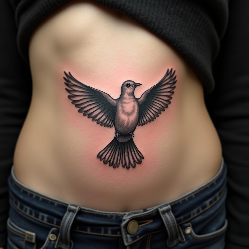 Dove Tattoo On Belly 9