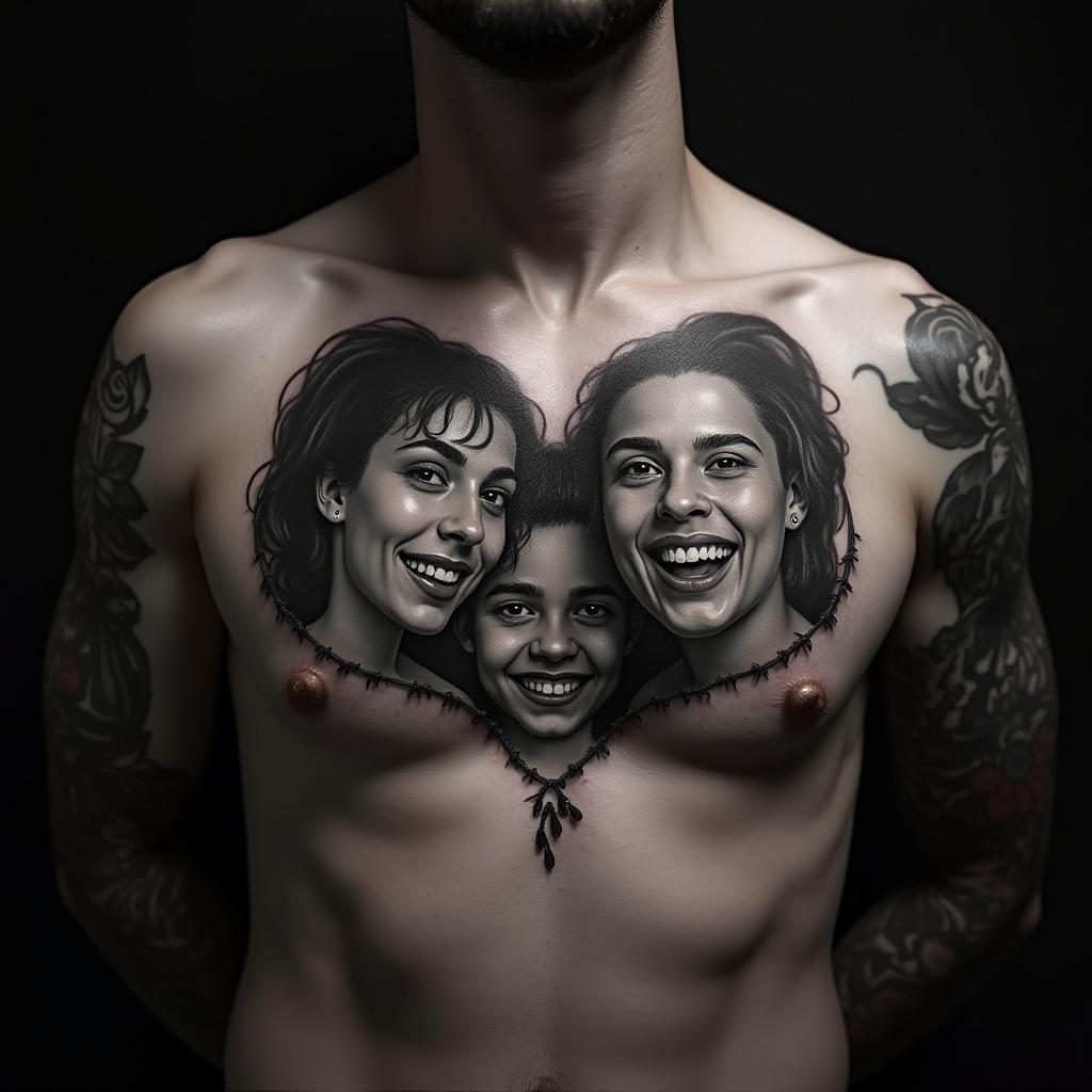 Family Tattoo On Chest 2