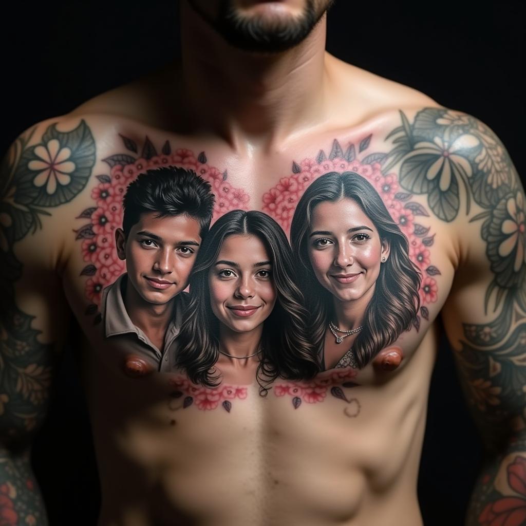 Family Tattoo On Chest 3