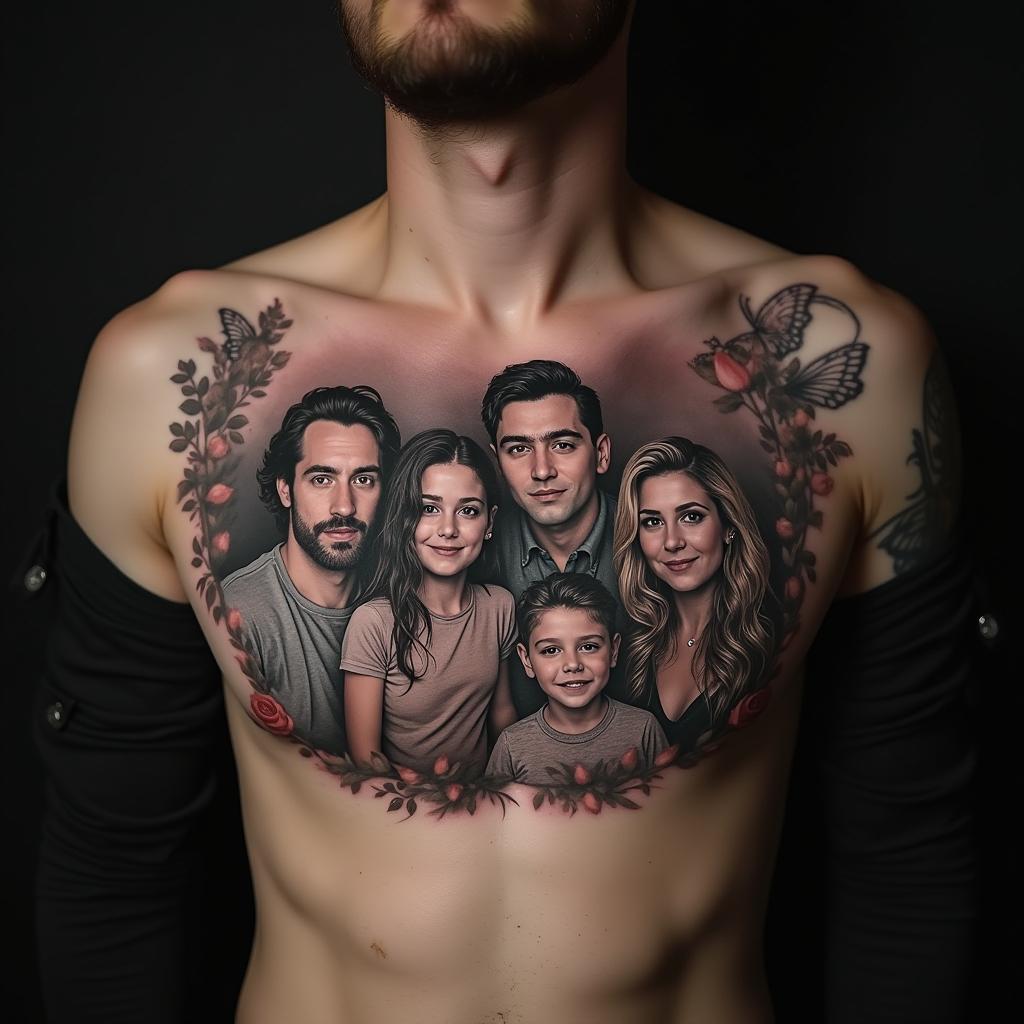 Family Tattoo On Chest 4