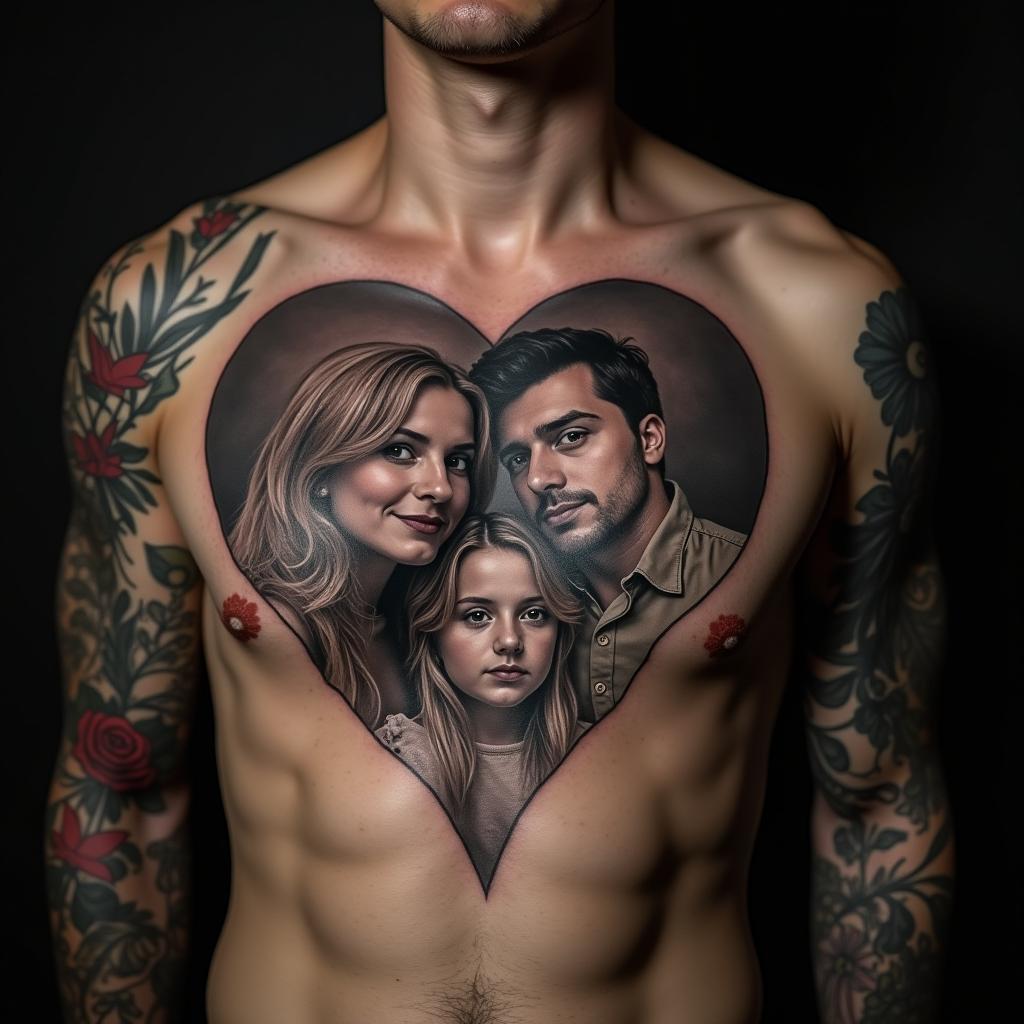 Family Tattoo On Chest 6