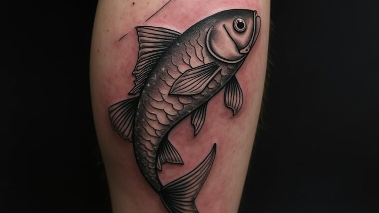 Fish Tattoo On Calf 1