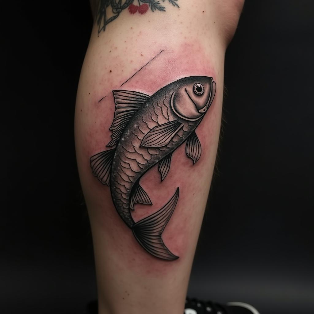 Fish Tattoo On Calf 1