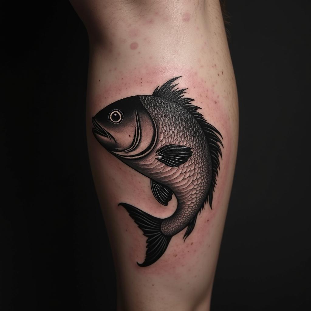 Fish Tattoo On Calf 10