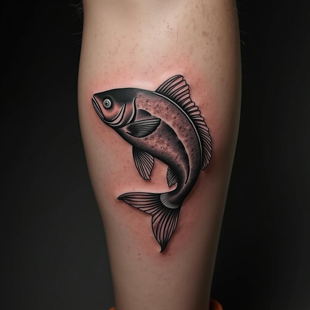 Fish Tattoo On Calf 11