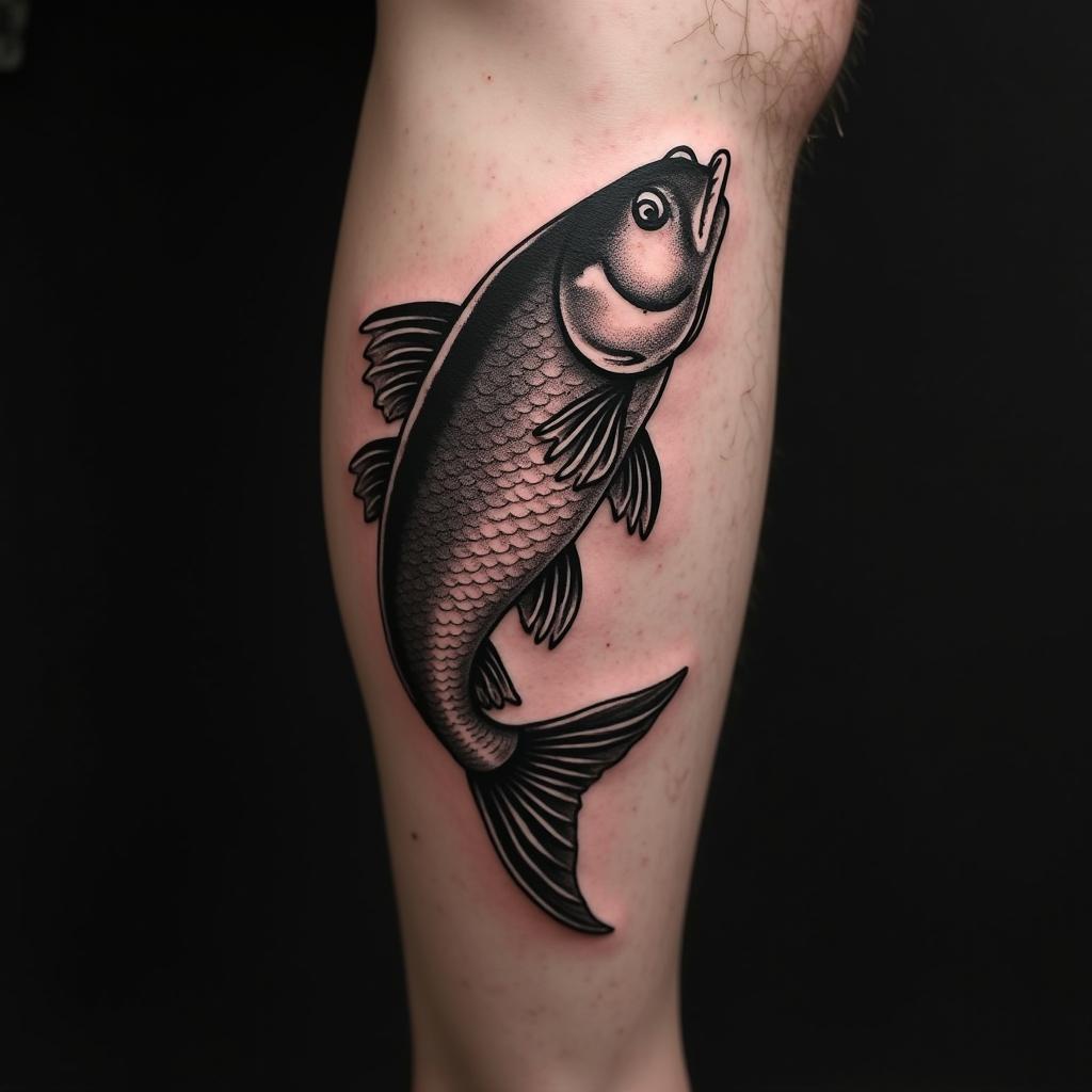 Fish Tattoo On Calf 2