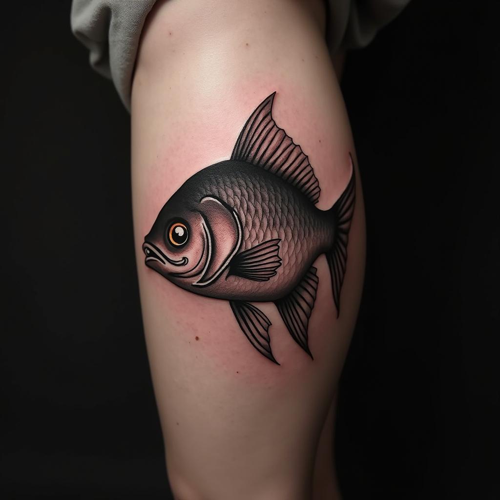 Fish Tattoo On Calf 3