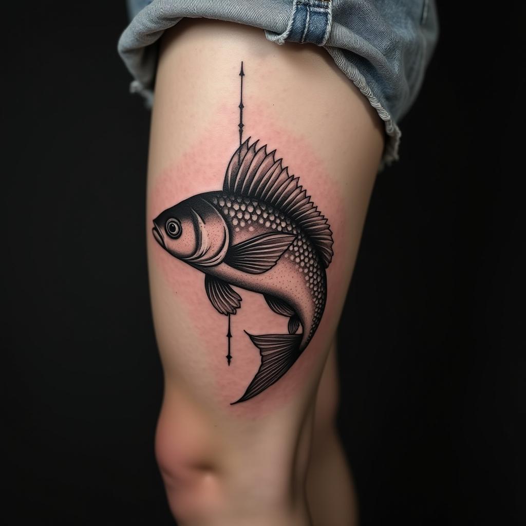 Fish Tattoo On Calf 4