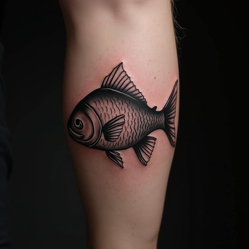 Fish Tattoo On Calf 7