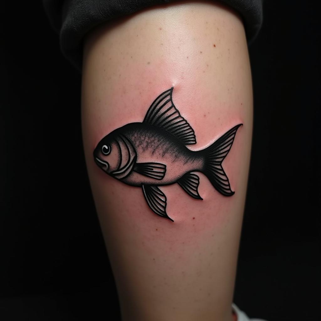 Fish Tattoo On Calf 9