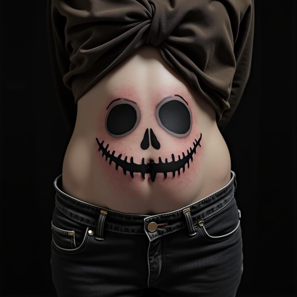 Halloween Tattoo On Stomach 11