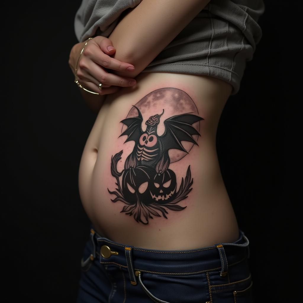 Halloween Tattoo On Stomach 12