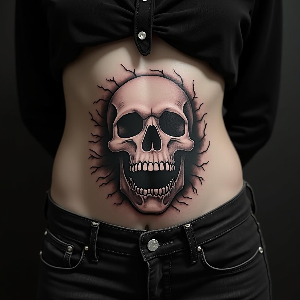 Halloween Tattoo On Stomach 2