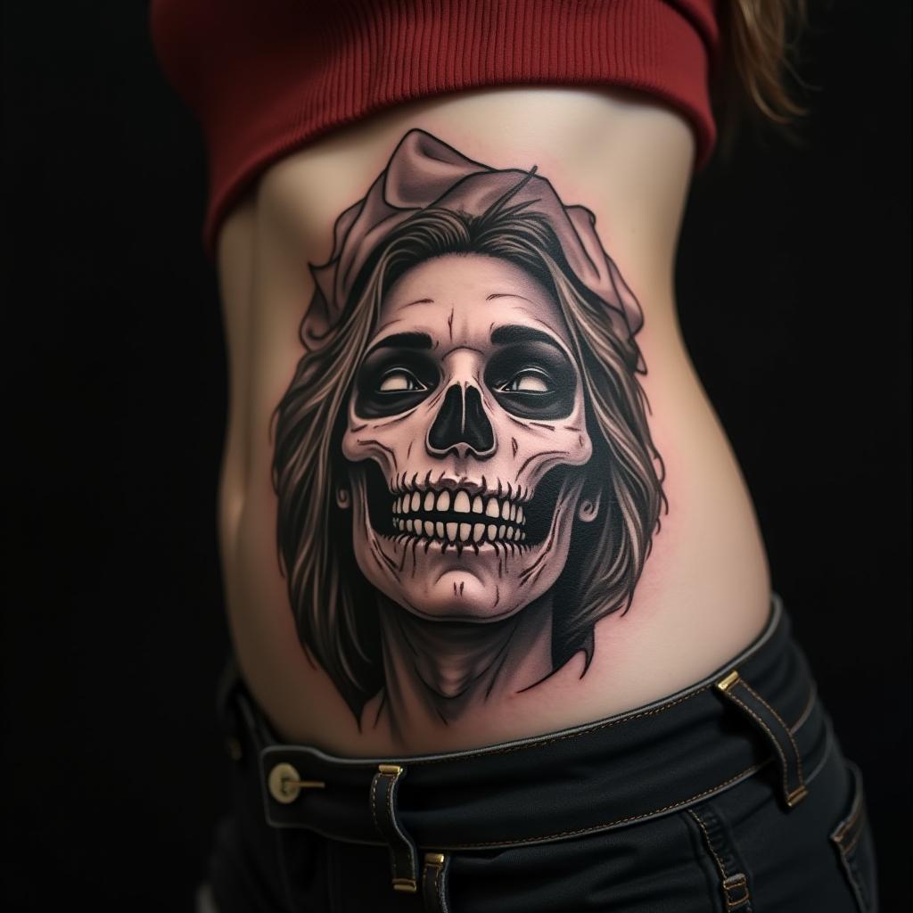 Halloween Tattoo On Stomach 4