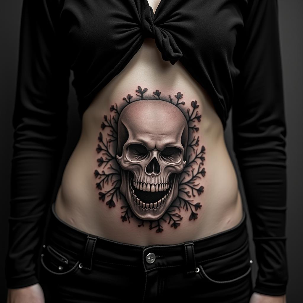 Halloween Tattoo On Stomach 6