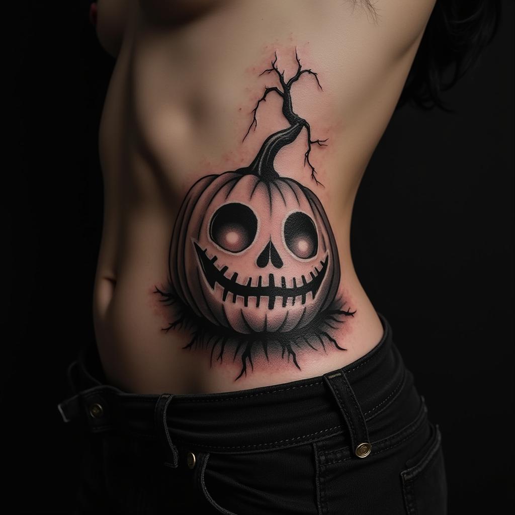 Halloween Tattoo On Stomach 7