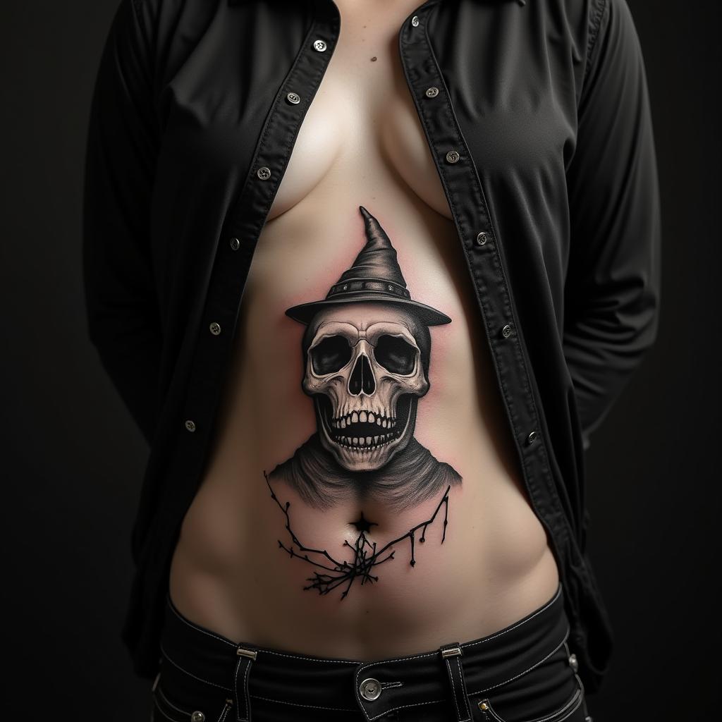 Halloween Tattoo On Stomach 9