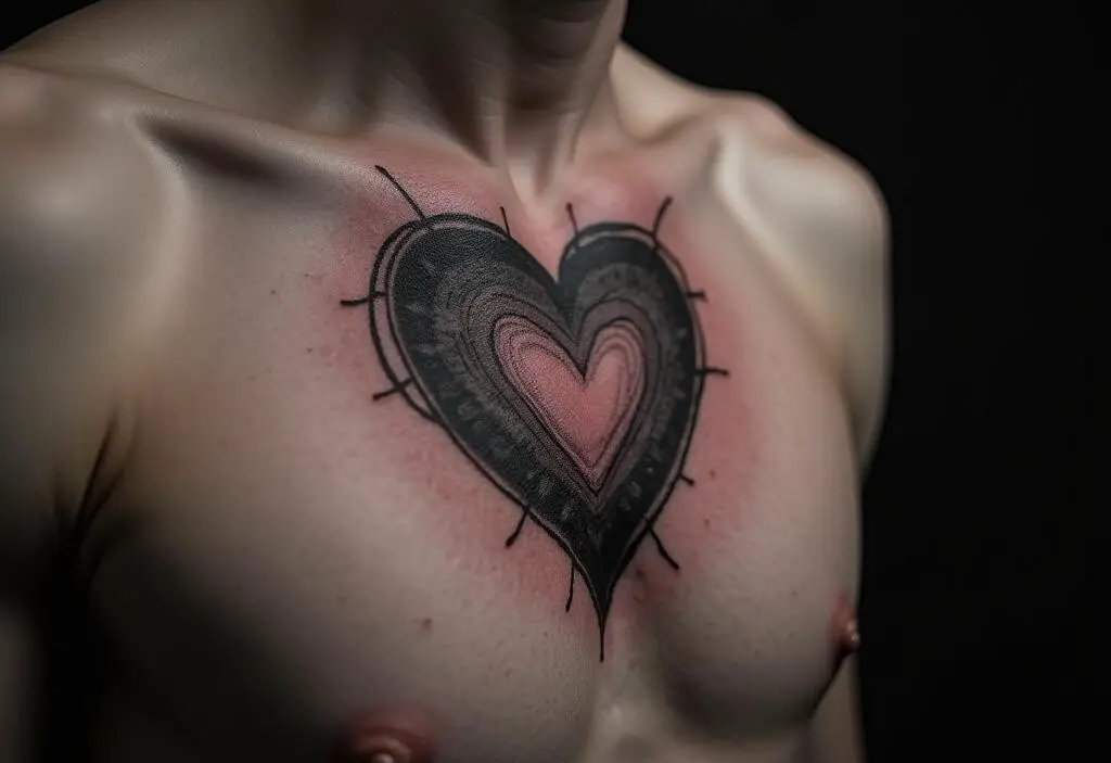 Heart Tattoo On Chest 1