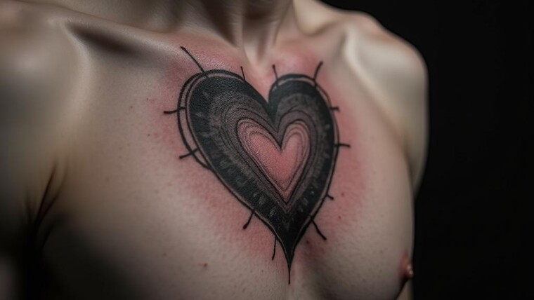 Heart Tattoo On Chest 1