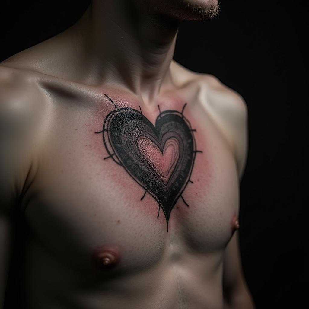 Heart Tattoo On Chest 1