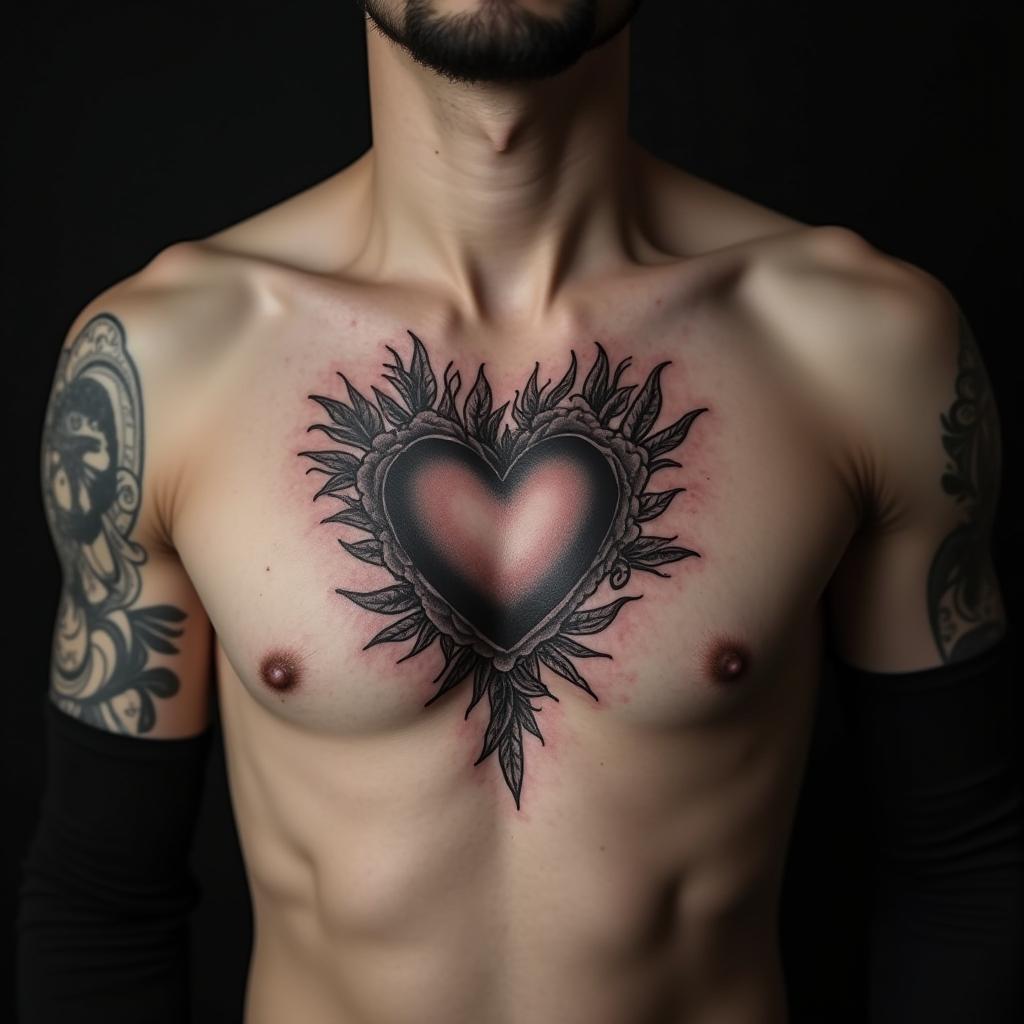 Heart Tattoo On Chest 3