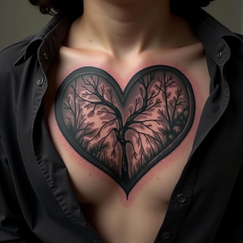 Heart Tattoo On Chest 6