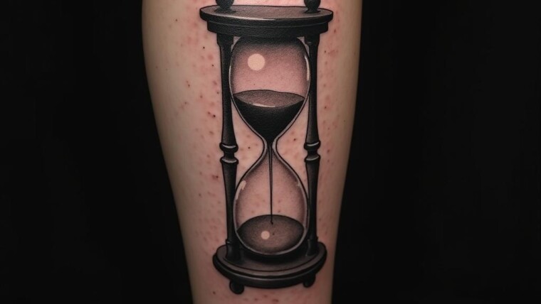 Hourglass Tattoo On Calf 1