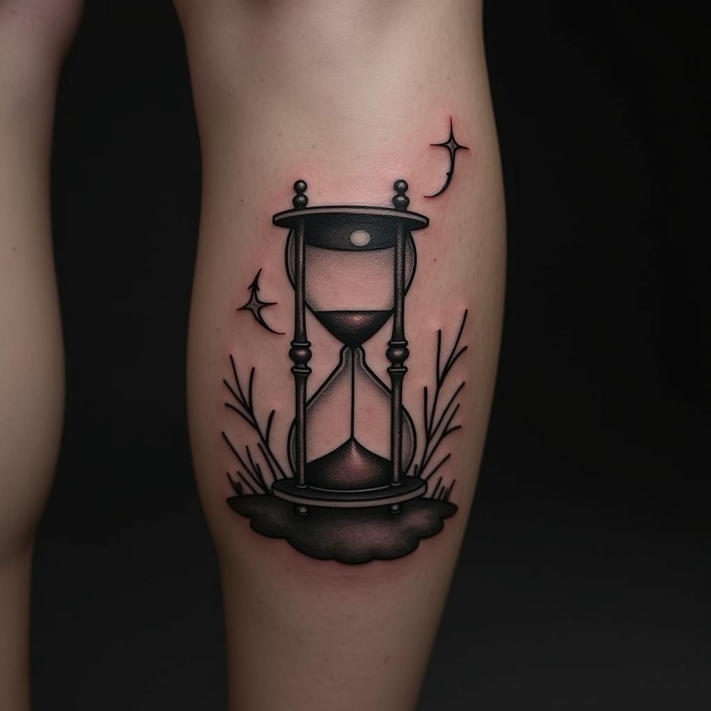 Hourglass Tattoo On Calf 14