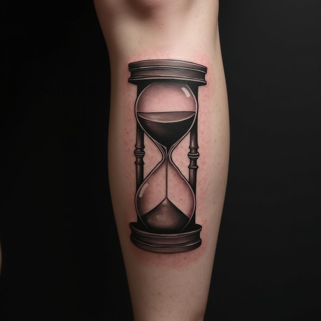 Hourglass Tattoo On Calf 16