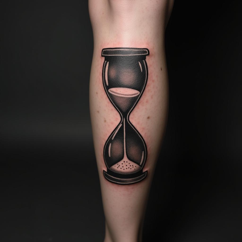 Hourglass Tattoo On Calf 19