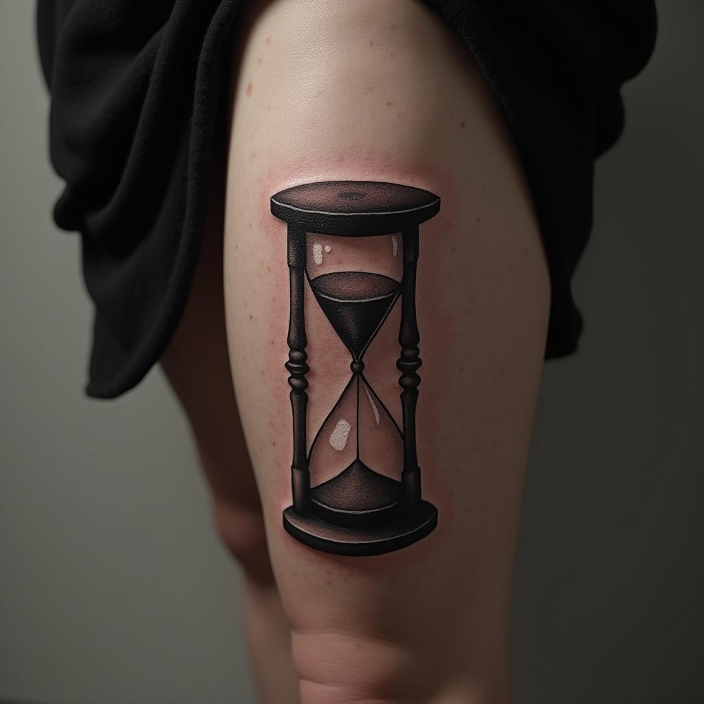 Hourglass Tattoo On Calf 2