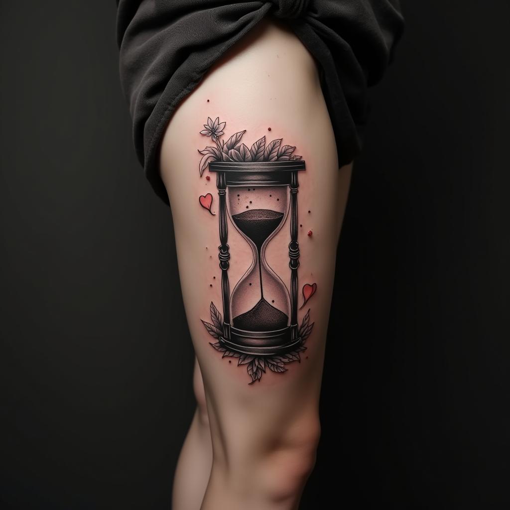 Hourglass Tattoo On Calf 28