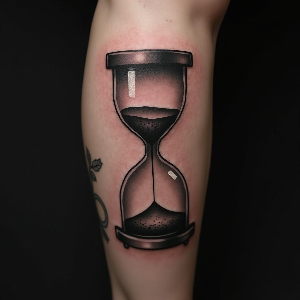 Hourglass Tattoo On Calf 4