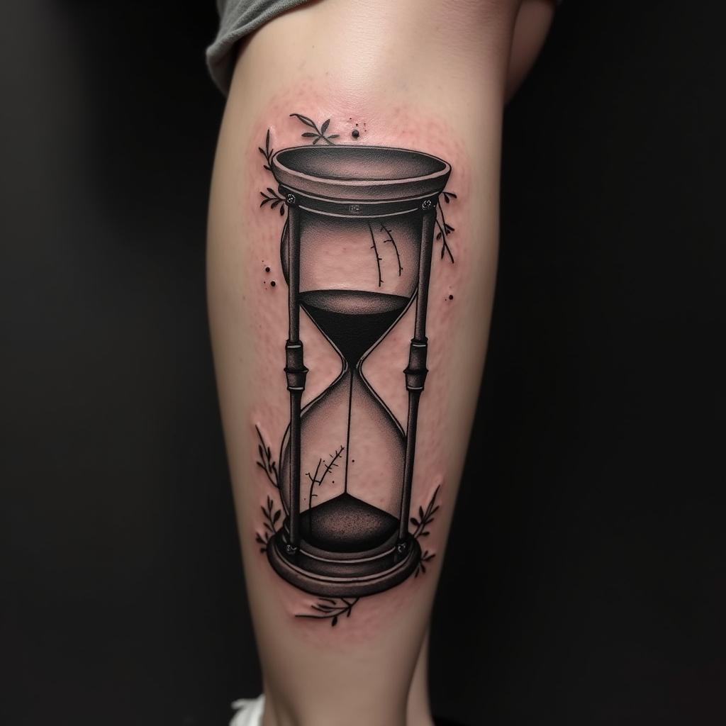 Hourglass Tattoo On Calf 7