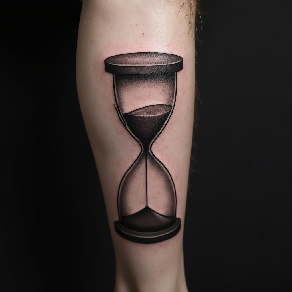 Hourglass Tattoo On Calf 9